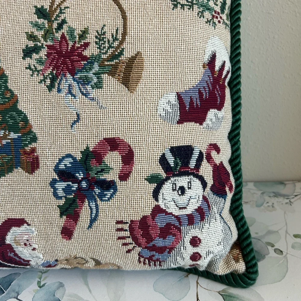 Vintage Holiday Throw Pillow with Christmas Design